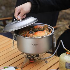 Ti artisan鈦工匠純鈦戶外蒸鍋大容量湯鍋露營鍋具帶蒸架野營火鍋泡面鍋套裝 2.8L純鈦蒸鍋